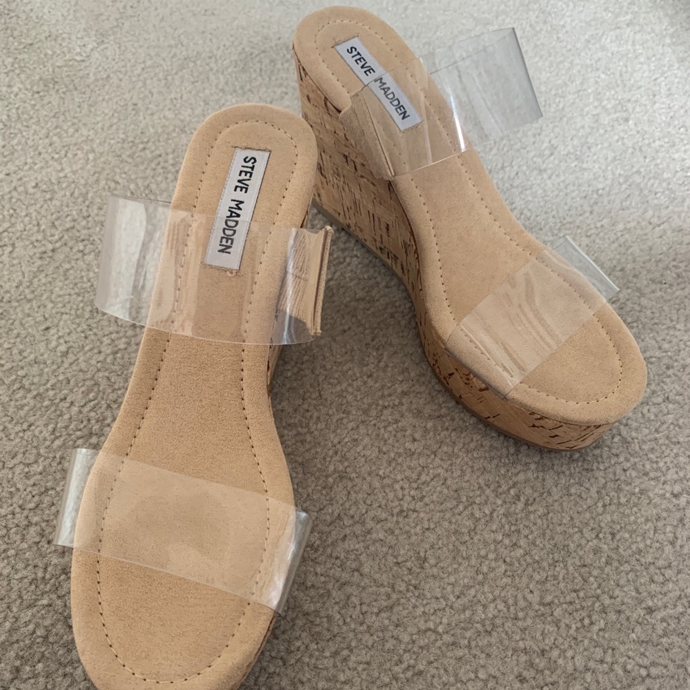 Steve Madden Clear Strap Wedge